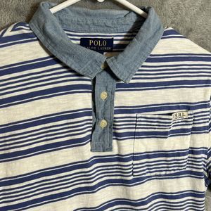 Polo Ralph Lauren‎ Boys Size XL 18/20 Blue Stripes Short Sleeves Preppy Pocket